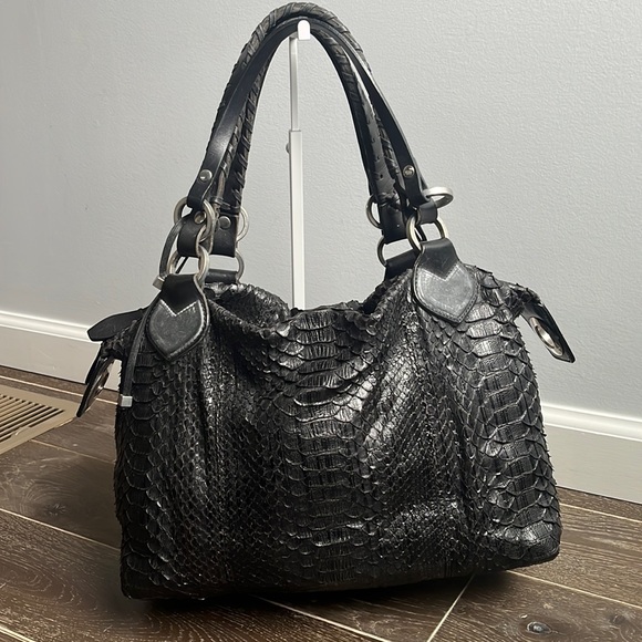 Pauric Sweeney python embossed leather handbag - Picture 2 of 10